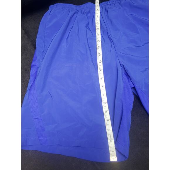 Nike Blue Dri Fit Elastic Tie Knee Long Workout Shorts Hidden Pocket in Side - Picture 5 of 6